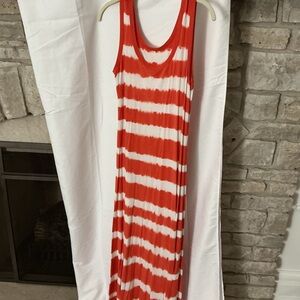 Calvin Klein Orange and White Tie-Dye Dress